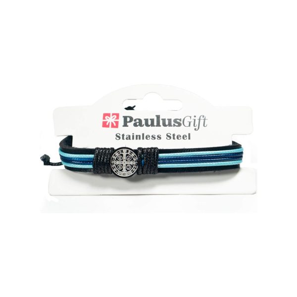 AR PULSERA CUERO Y ACERO SAN BENITO COLO