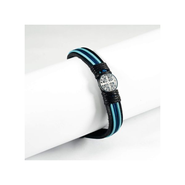AR PULSERA CUERO Y ACERO SAN BENITO COLO