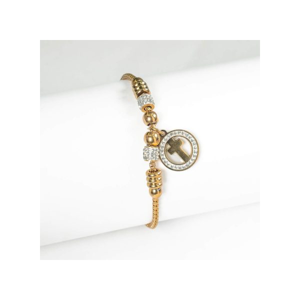 7702445986613-1 AR PULSERA ACERO CRUZ DORADO