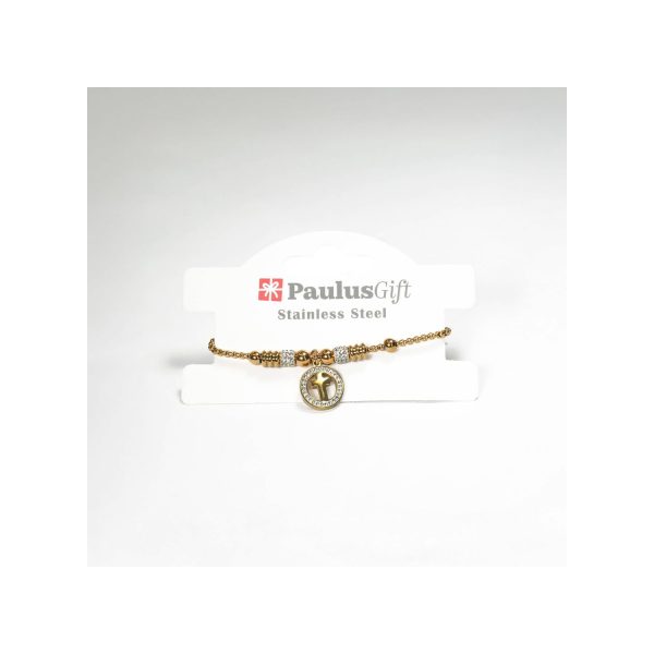 7702445986613-2 AR PULSERA ACERO CRUZ DORADO