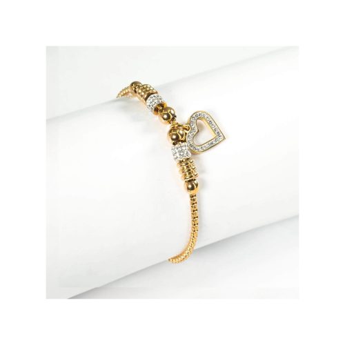 AR PULSERA ACERO CORAZON DORADO