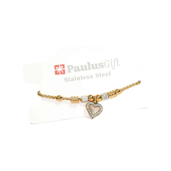 AR PULSERA ACERO CORAZON DORADO