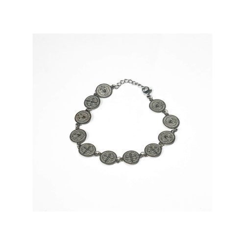 AR PULSERA ACERO PLATEADA MEDALLAS SAN B
