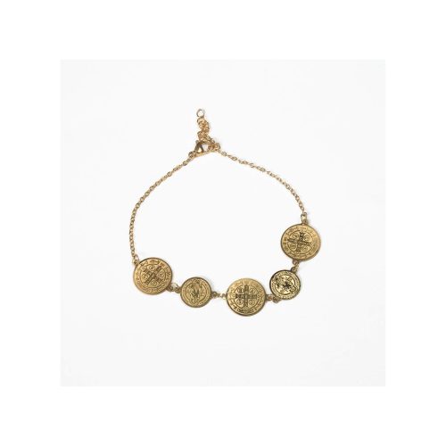 AR PULSERA ACERO DORADA MEDALLAS SAN BEN